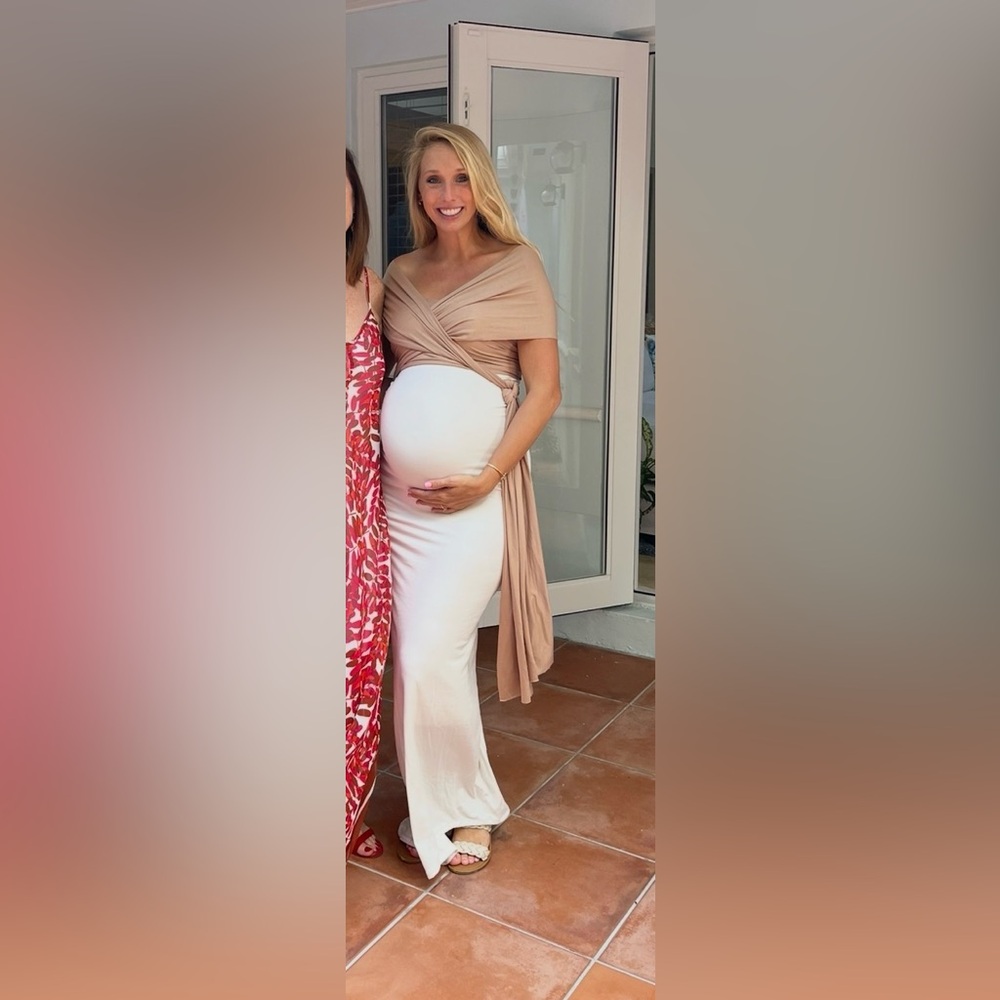 Off-White & Taupe Maternity Gown